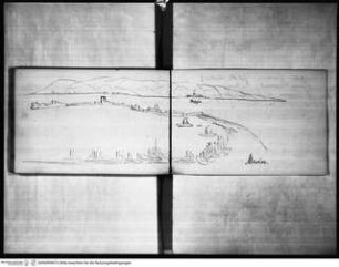 Skizzenbuch Capri, Sizilien, Panoramaansicht von Messina und des Stretto