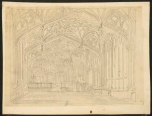 Architekturstudie: Perspektivische Ansicht eines gotischen Kirchenraums