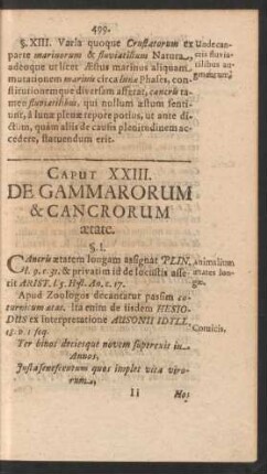 Caput XXIII. De Gammarorum & Cancrorum aetate.