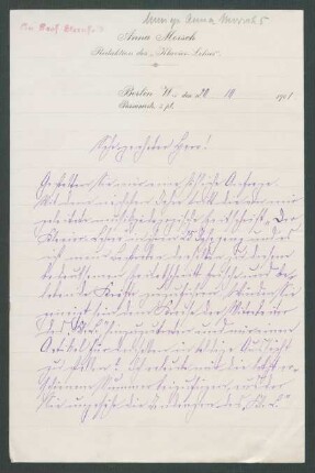 Brief an Richard Sternfeld : 20.10.1901
