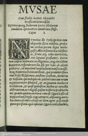 Musae. Caput I.