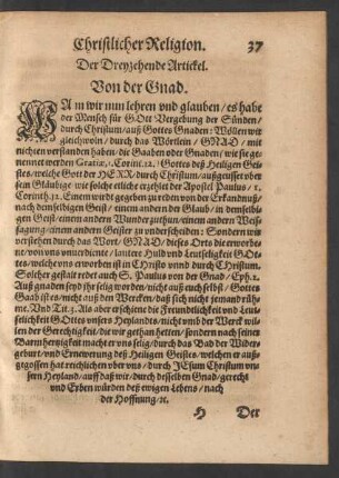 Der Dreyzehende Artickel. Von der Gnad.