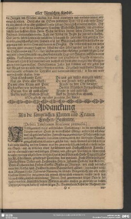 Abdankung : Abdanckung An die sämptlichen Herren und Frauen Leichen