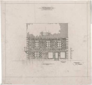 Gsaenger, Gustav; München - Moosach; Haus Eierschmalz, Wiederaufbau - Ausführungsplan, Fassade (Ansicht)