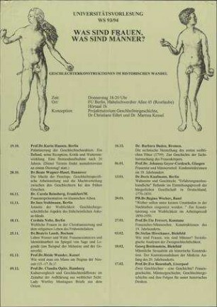 Was sind Frauen? Was sind Männer? Geschlechtskonstruktion im historischen Wandel
