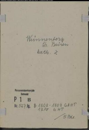 Zivilstandsregister der katholischen Gemeinde Wünnenberg, Kreis Büren (GAHT 1808-1809, GHT 1810). (Gemeinde: Katholische Gemeinde Wünnenberg)