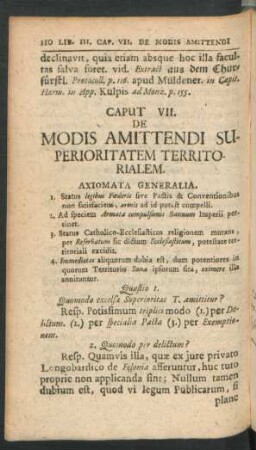 Caput. VII. De Modis Amittendi Superioritatem Territorialem