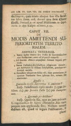 Caput. VII. De Modis Amittendi Superioritatem Territorialem