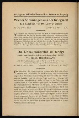 Verlag von Wilhem Braumüller [...]