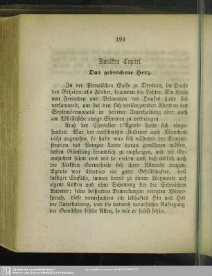Zwölftes Capitel. Das gebrochene Herz