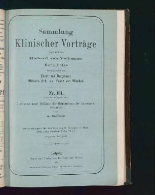 Über eine neue Methode der Behandlung der unzeitigen Geburten