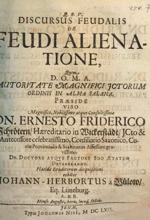 Discursus Feudalis De Feudi Alienatione