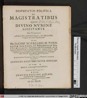 Disputatio Politica De Magistratibus