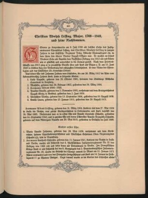 Christian Adolph Lessing, Major, 1769-1849, und seine Nachkommen