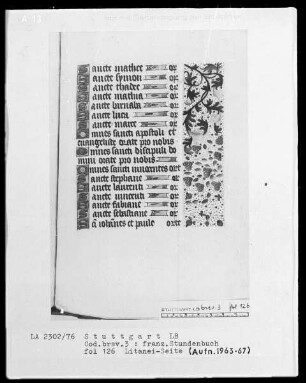 Stundenbuch — Initälchen und Teilbordüre, Folio 125recto