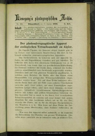 Der photomicrographische Apparat der zoologischen Versuchsanstalt zu Algier