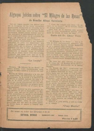 Algunos juicios sobre "El Milagro de las Rosas"