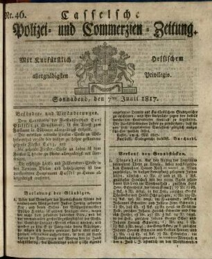 Nr. 46, Sonnabend, den 7ten Junii 1817