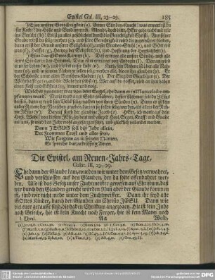 Die Epistel, am Neuen-Jahrs-Tage. Galat. III, 23-29