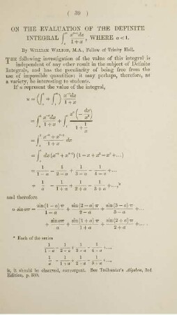 On the evaluation of the definite integral ... where ... .