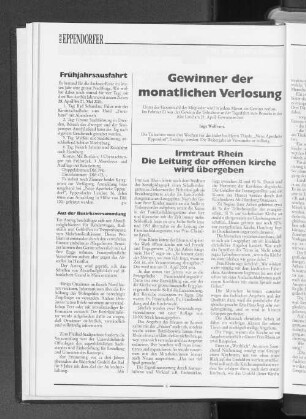 Irmtraut Rhein Die Leitung der offenen Kirche wird übergeben