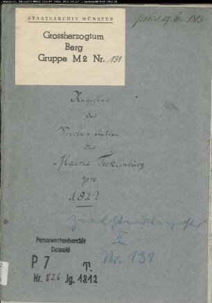 Zivilstandsregister (T 1812) der Munizipalität Tecklenburg. (Gemeinde: Tecklenburg, Kreis Tecklenburg)