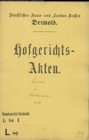 Leeser, Joseph in Detmold gegen Simon Dietrich Hollmann, Schuster in Detmold - Schuldforderung