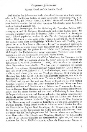 Vergessene Johanniter Pfarrer Nooth und die Familie Nooth