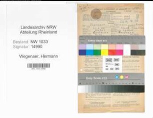 Entnazifizierung Hermann Wegenaer , geb. 22.06.1895 (Kaufmann)