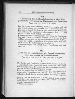 XII. Reichsverordnung über baupolizeiliche Maßnahmen zur Einsparung von Baustoffen vom 30. Juni 1937, RGBl. I S. 728