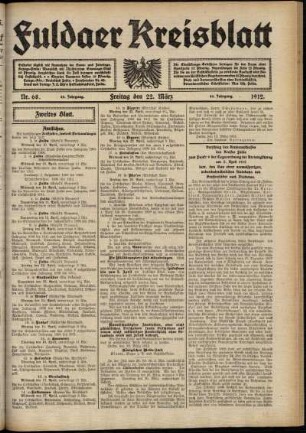 Zweite Ausgabe vom Freitag, den 22. März 1912.