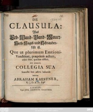 De Clausula: Was Erd-, Wand-, Band-, Mauer-, Niet-, Nagel- und Schrauben-feste ist