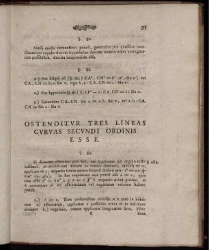 Ostenditur Tres Lineas Curuas Secundi Ordinis Esse.