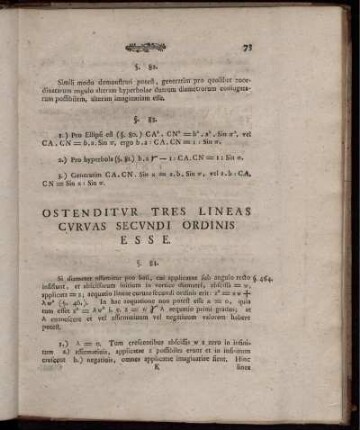 Ostenditur Tres Lineas Curuas Secundi Ordinis Esse.