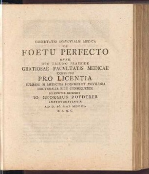 IV. De Foetu Perfecto