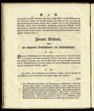 Zweyter Abschnitt, von der besondern Beschaffenheit der Rindviehseuche