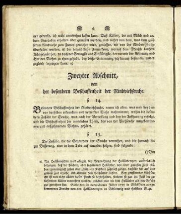 Zweyter Abschnitt, von der besondern Beschaffenheit der Rindviehseuche