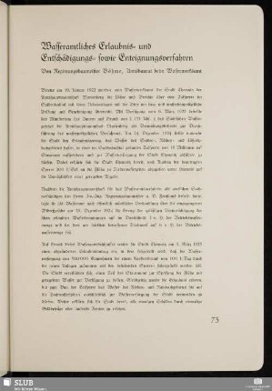 Wasseramtliches Erlaubnis- und Entschädigungs- sowie Enteignungsverfahren