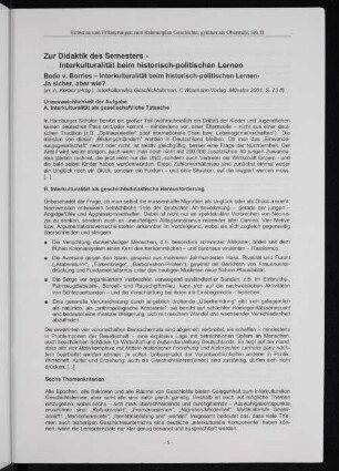 Zur Didaktik des Semesters - Interkulturalität beim historisch-politischen Lernen