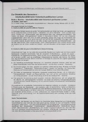 Zur Didaktik des Semesters - Interkulturalität beim historisch-politischen Lernen