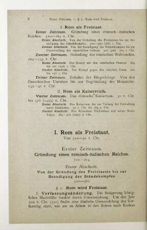 I. Rom als Freistaat. Von 510 - 30 v. Chr.