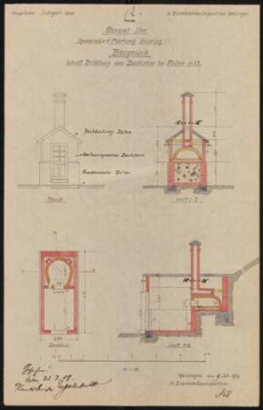 Königliche Eisenbahnverwaltung: Erstellung eines Backofens bei Bahnwärterprosten Nr. 85, Markung Urspring