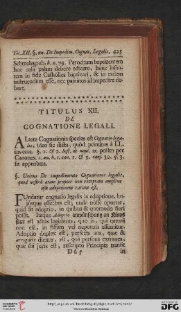 Titulus XII: De Cognatione Legali