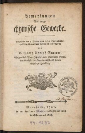 Bemerkungen über einige chymische Gewerbe
