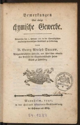 Bemerkungen über einige chymische Gewerbe