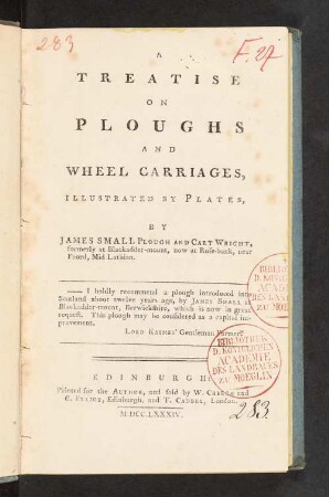 A treatise on ploughs and wheel carriages : illustrated by plates