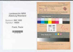 Entnazifizierung Paula Frank, geb. 12.07.1884 (Postbeamtin)