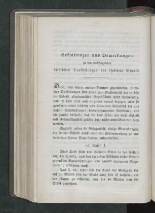 Erklärungen und Bemerkungen zu den nachfolgenden bildlichen Darstellungen des isolirten Staats.