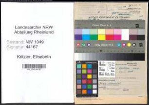 Entnazifizierung Elisabeth Kritzler , geb. 22.08.1892 ()