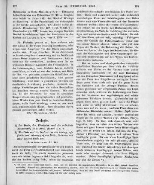 [Sammelrezension von zwei Werken zur Zoologie] (Beschluss von Nr. 34) Rezensiert werden: 1. Hamel, J.: Der Dodo, [der] Einsiedler und der erdichtete Nazarvogel. T. 7. Leipzig: Voss 1849 2. Strickland, H. E.; Melville, A. G.: The Dodo And Its Kindred. Or The History, Affinities, And Osteology Of The Dodo, Solitaire, And Other Extinct Birds Of The Islands Mauritius, Rodriguez, and Bourbon. London: Reeve 1848